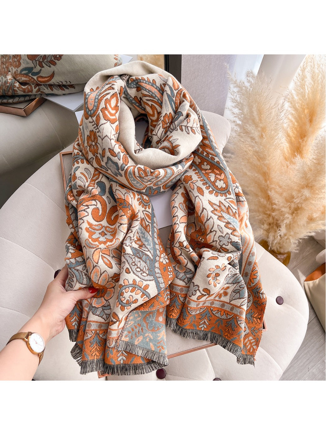 Scarvii – Paisley Print Fringe Scarf & Wrap