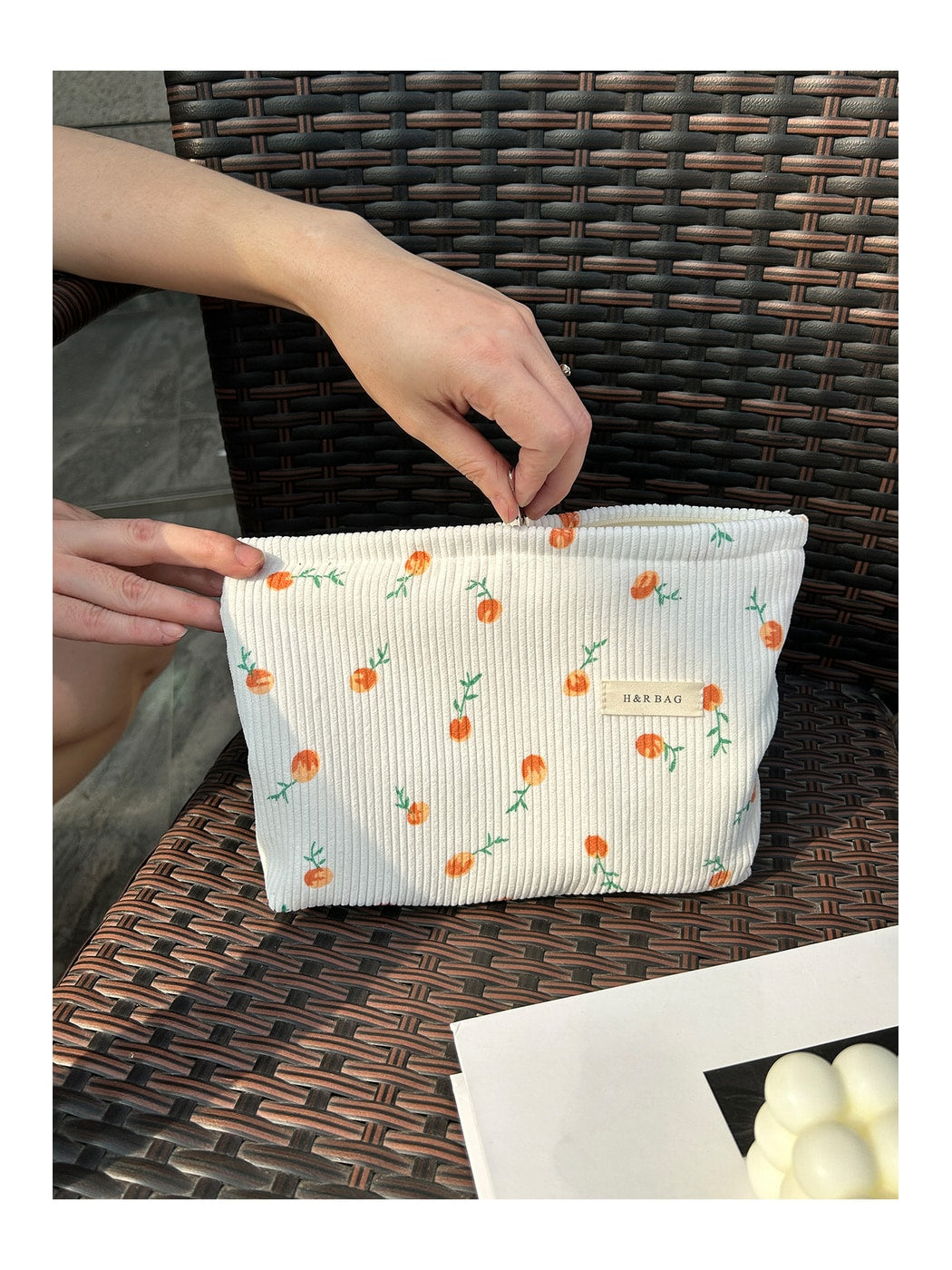 Cosbai - Striped and Printed Portable Cosmetic Bag
