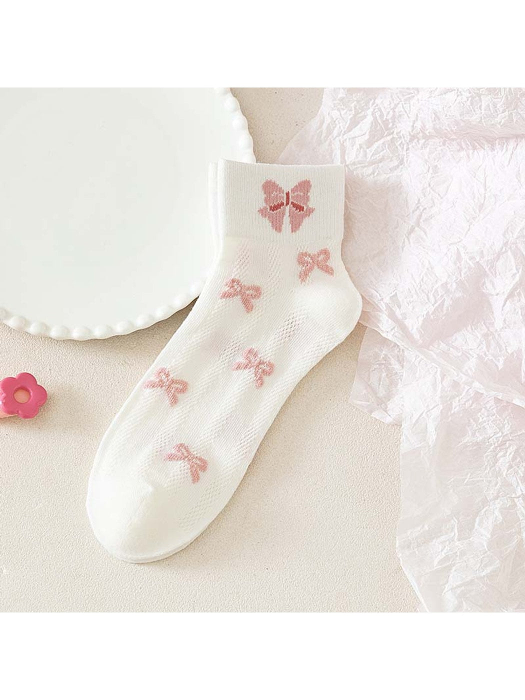 Rufia - White Base Cute Pattern Ankle Socks