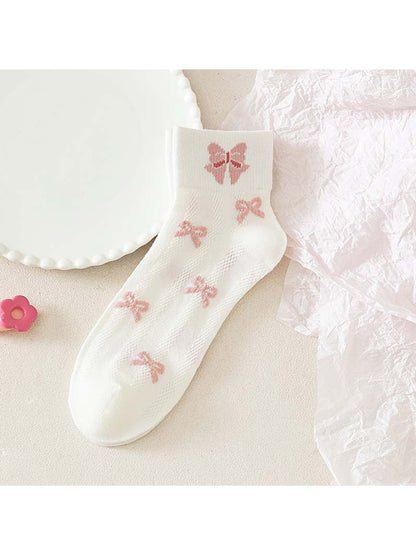 Rufia - White Base Cute Pattern Ankle Socks