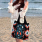 Cosbai - Boho Chic Geometric Shoulder Bag - Beige / Black