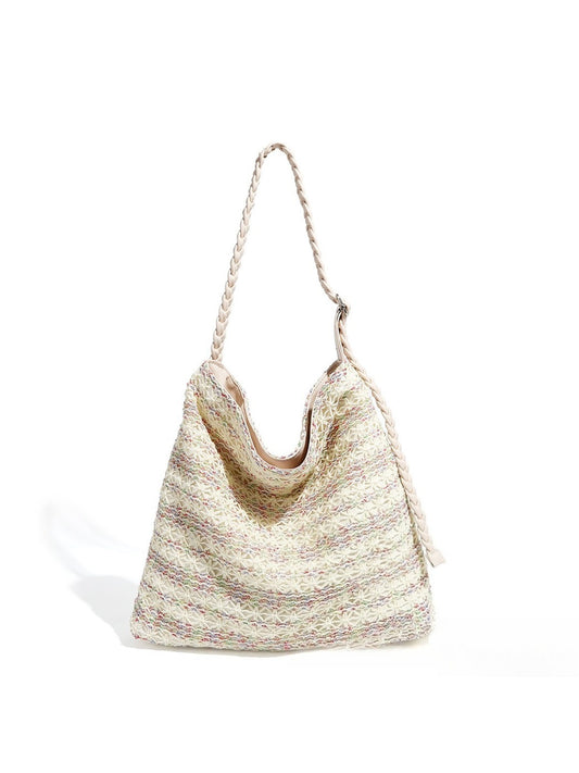 Cosbai - Rainbow Woven Single-shoulder Bag with Large Capacity