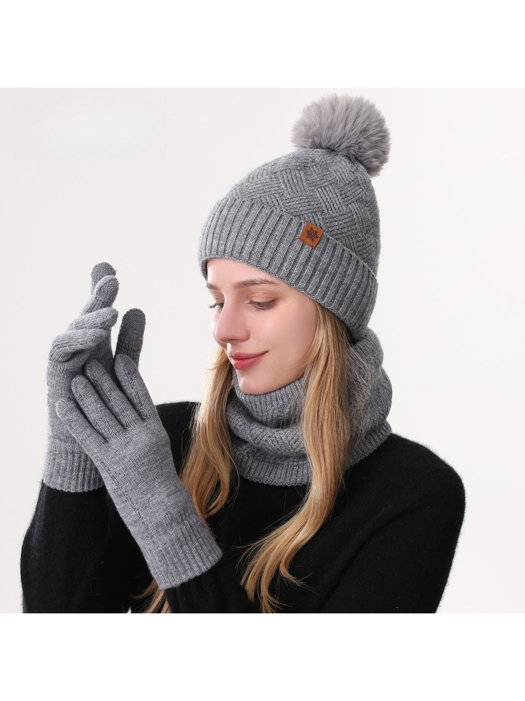Haila - Women's Winter Knit Beanie Scarf Gloves Set