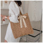 Cosbai - Khaki Woven Straw Beach Tote Bag