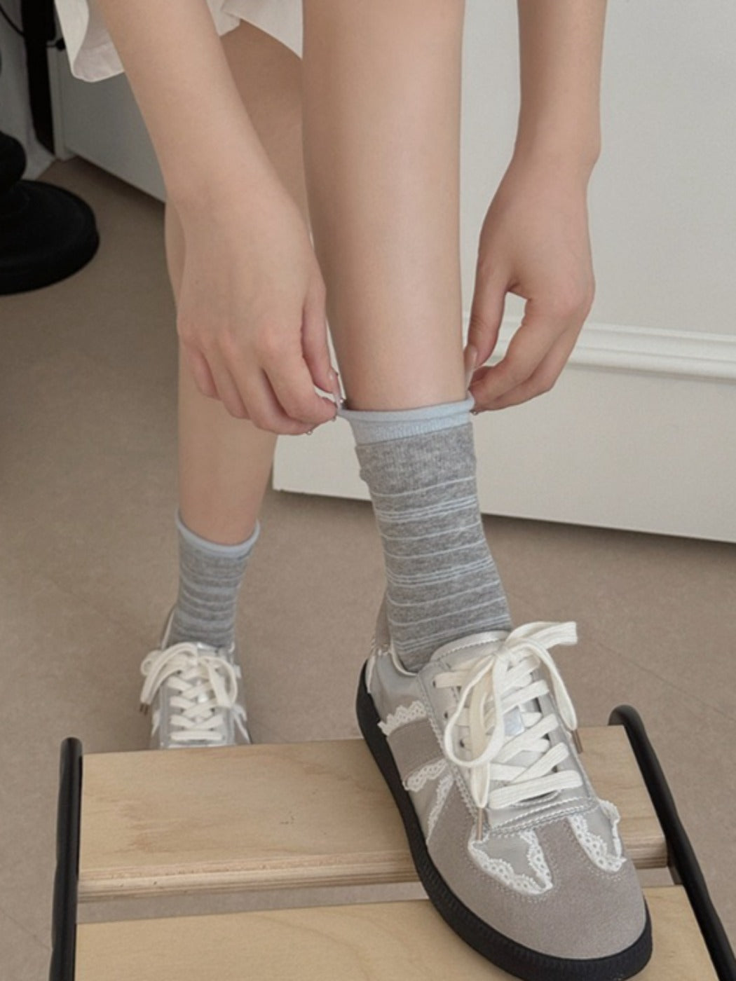 Rufia - Striped Mid-Calf Casual Socks for Women