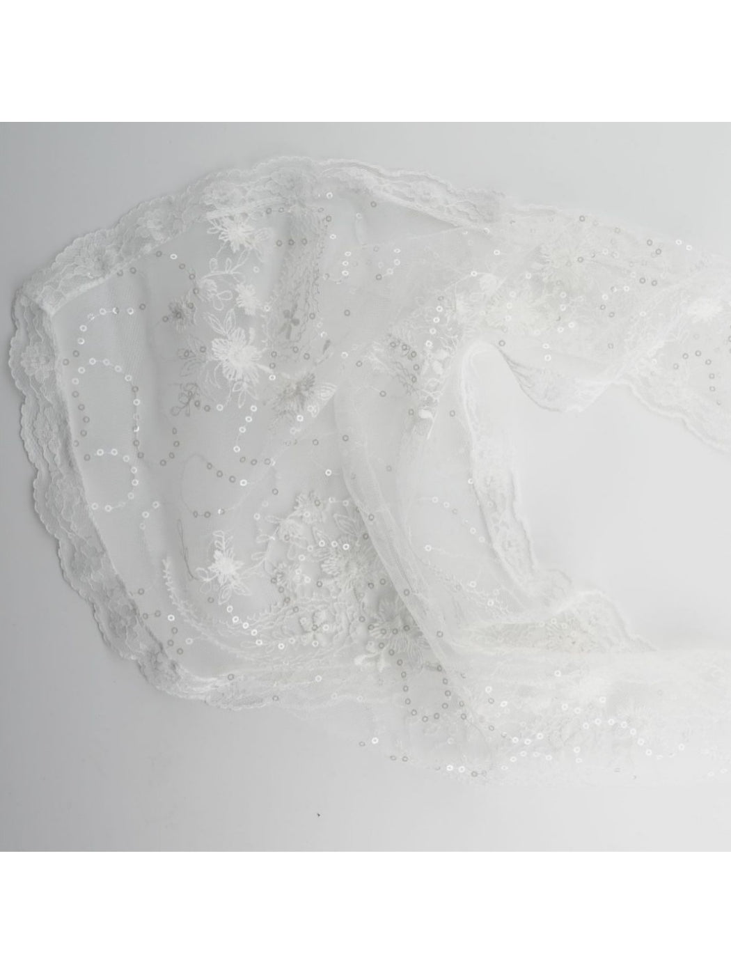 Scarvii - White Lace Embroidered Headscarf
