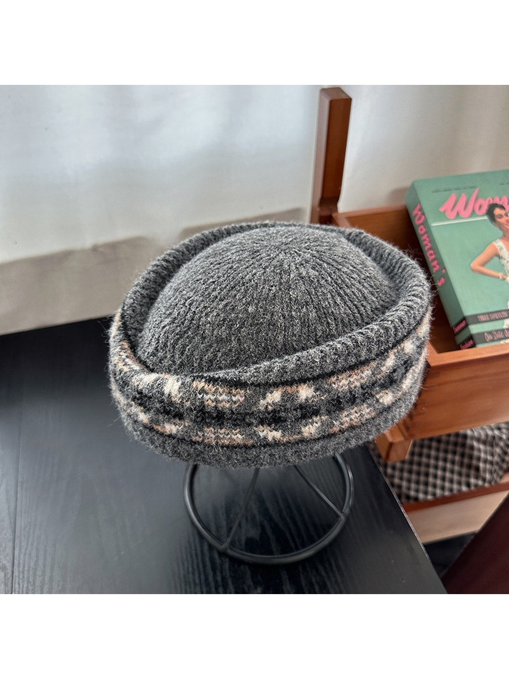Haila - Brimless Round Crown Knitted Beret Hat