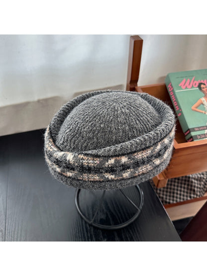 Haila - Brimless Round Crown Knitted Beret Hat