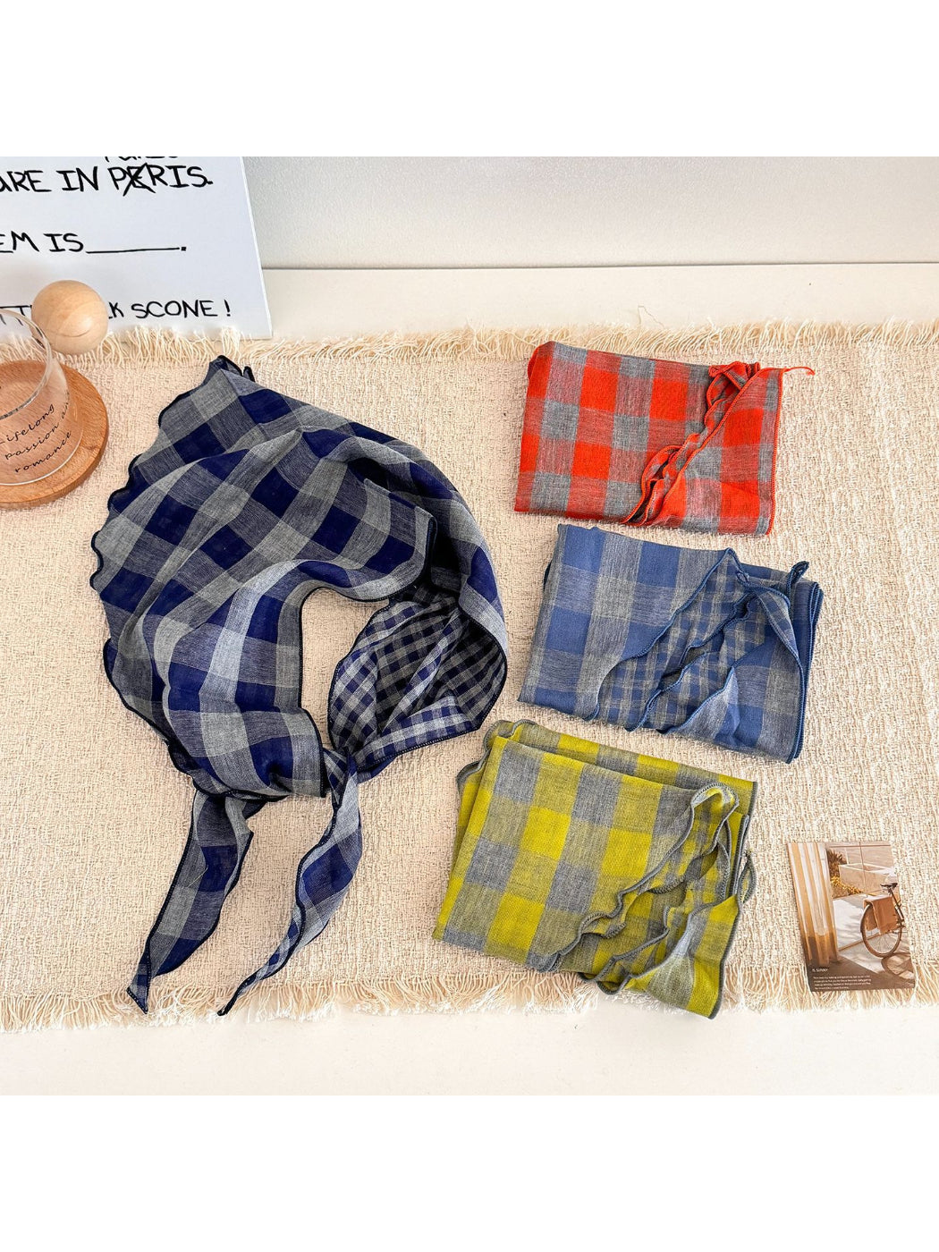 Scarvii - Gingham Check Ruffle Edge Scarf