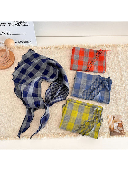 Scarvii - Gingham Check Ruffle Edge Scarf