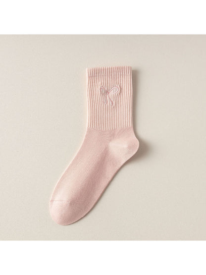 Rufia - Delicate Bow Embroidered Ribbed Crew Socks product image 8