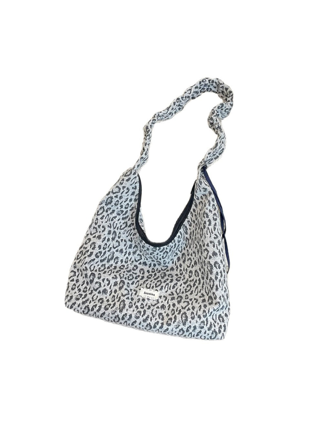 Cosbai - Leopard Print Ruched Strap Hobo Bag