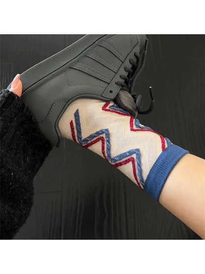 Rufia - Geometric Pattern Casual Crew Socks