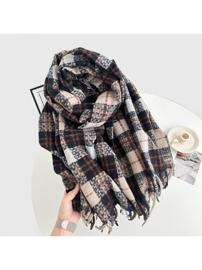 Scarvii - Vintage Plaid Fringe Winter Scarf