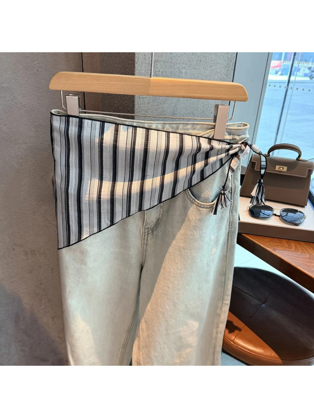 Scarvii - Striped Tassel Triangle Scarf