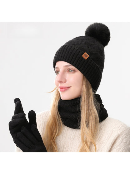 Haila - Women's Winter Knit Beanie Scarf Gloves Set