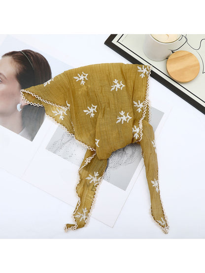 Scarvii - Embroidered Lace Edge Triangle Bandana