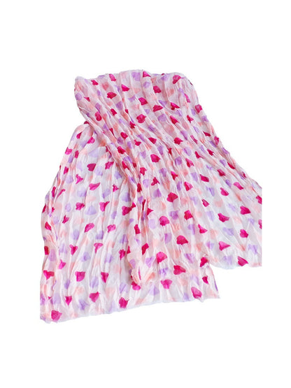 Scarvii - Soft Pink Heart Print Sheer Scarf