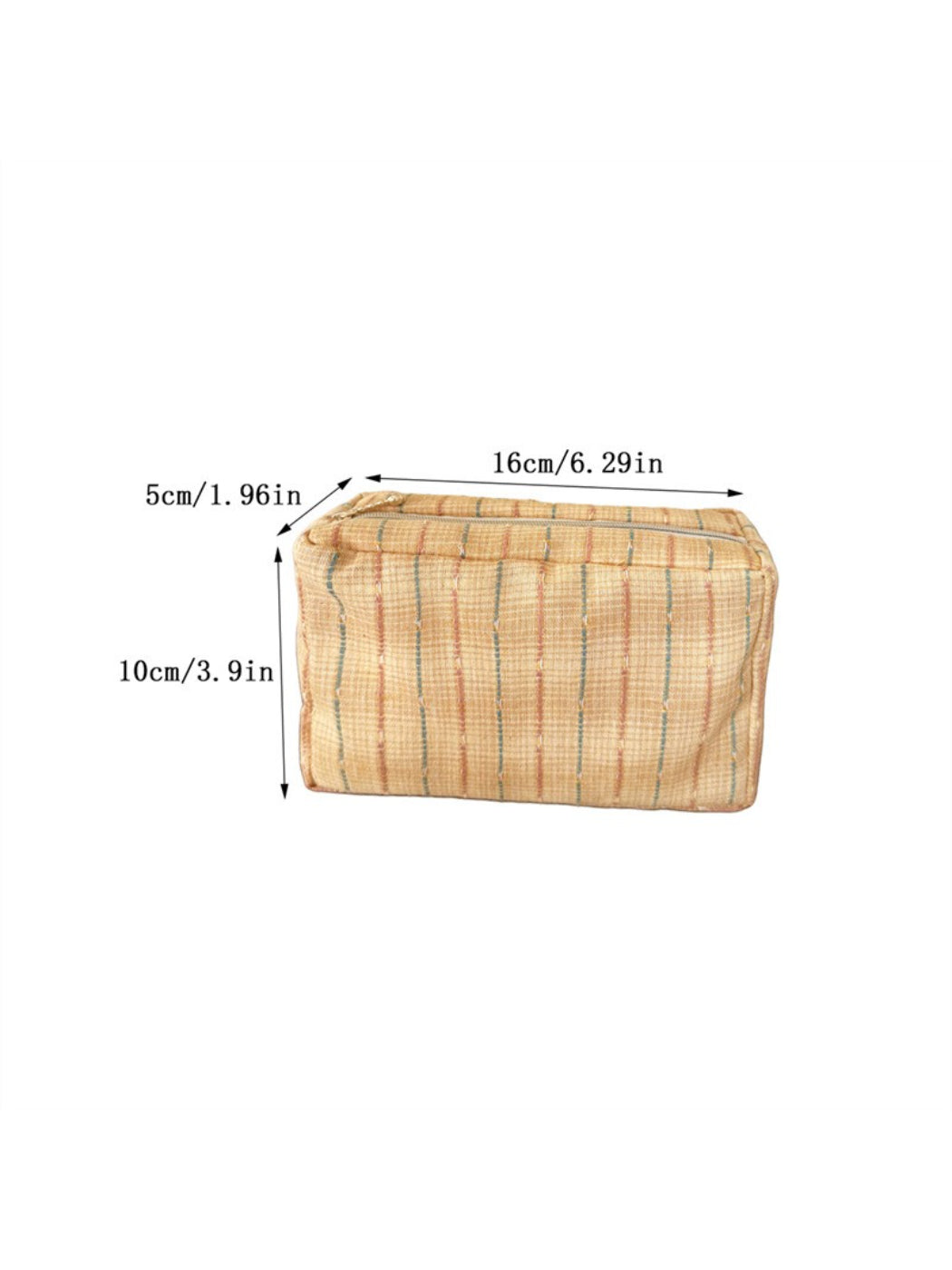 Cosbai pastel plaid cosmetic bag angled view showing pastel color plaid pattern