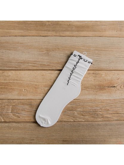 Rufia - Ribbed Lettuce Edge Solid Color Crew Socks product image 6