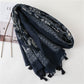 Scarvii - Black & White Cashew Flower Pattern Scarf