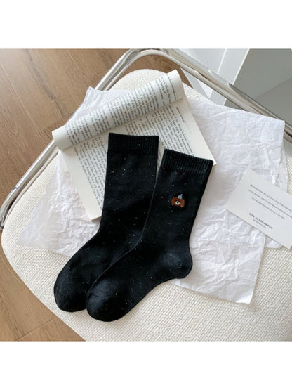 Rufia - Cute Animal Embroidery Crew Socks
