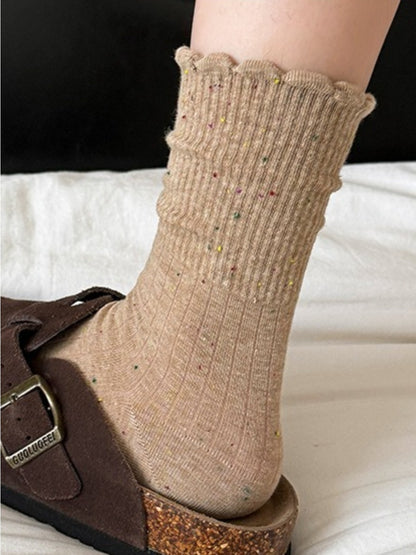 Rufia - Cute Ruffled Winter Socks with Colorful Starry Speckles