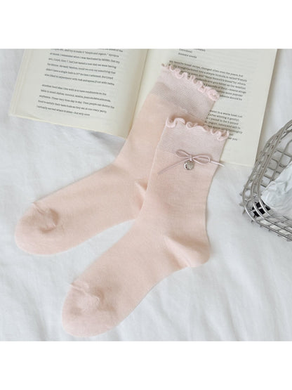 Rufia - Muted Bow Ruffle Crew Socks