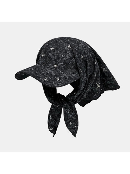 Haila star pattern retro bandana cap front view on white background