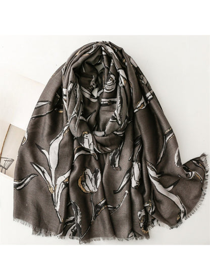 Scarvii - Abstract Tulip Sketch Print Scarf