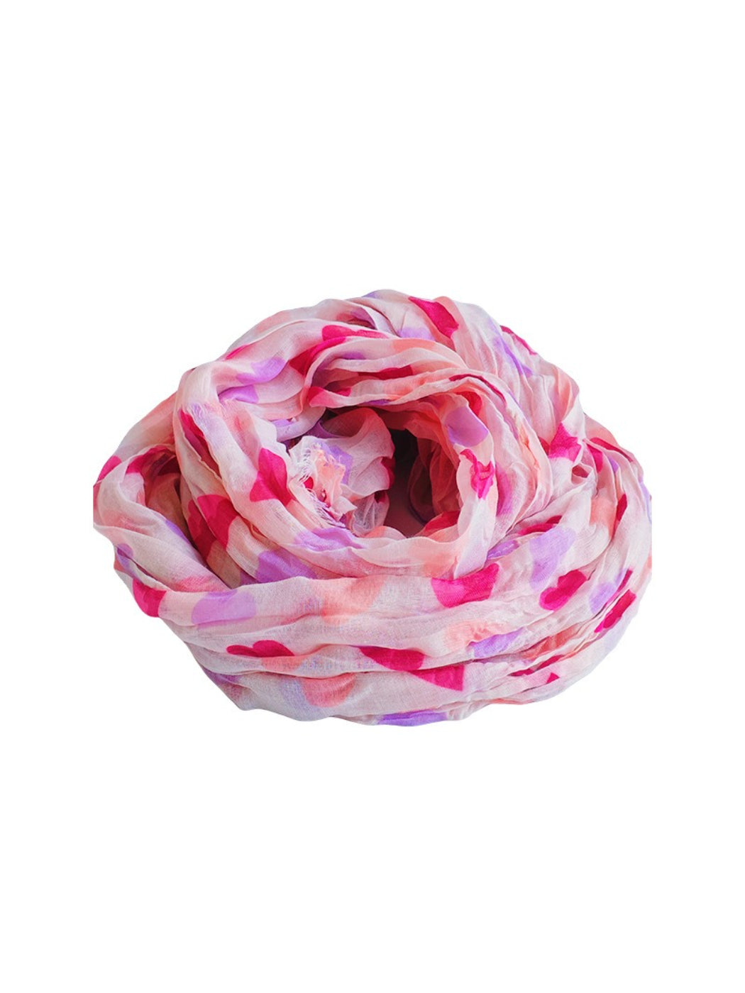 Scarvii - Soft Pink Heart Print Sheer Scarf