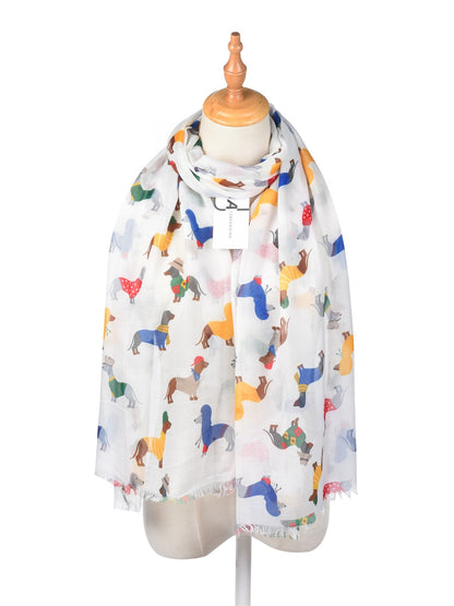 Scarvii - Dog Print White Scarf