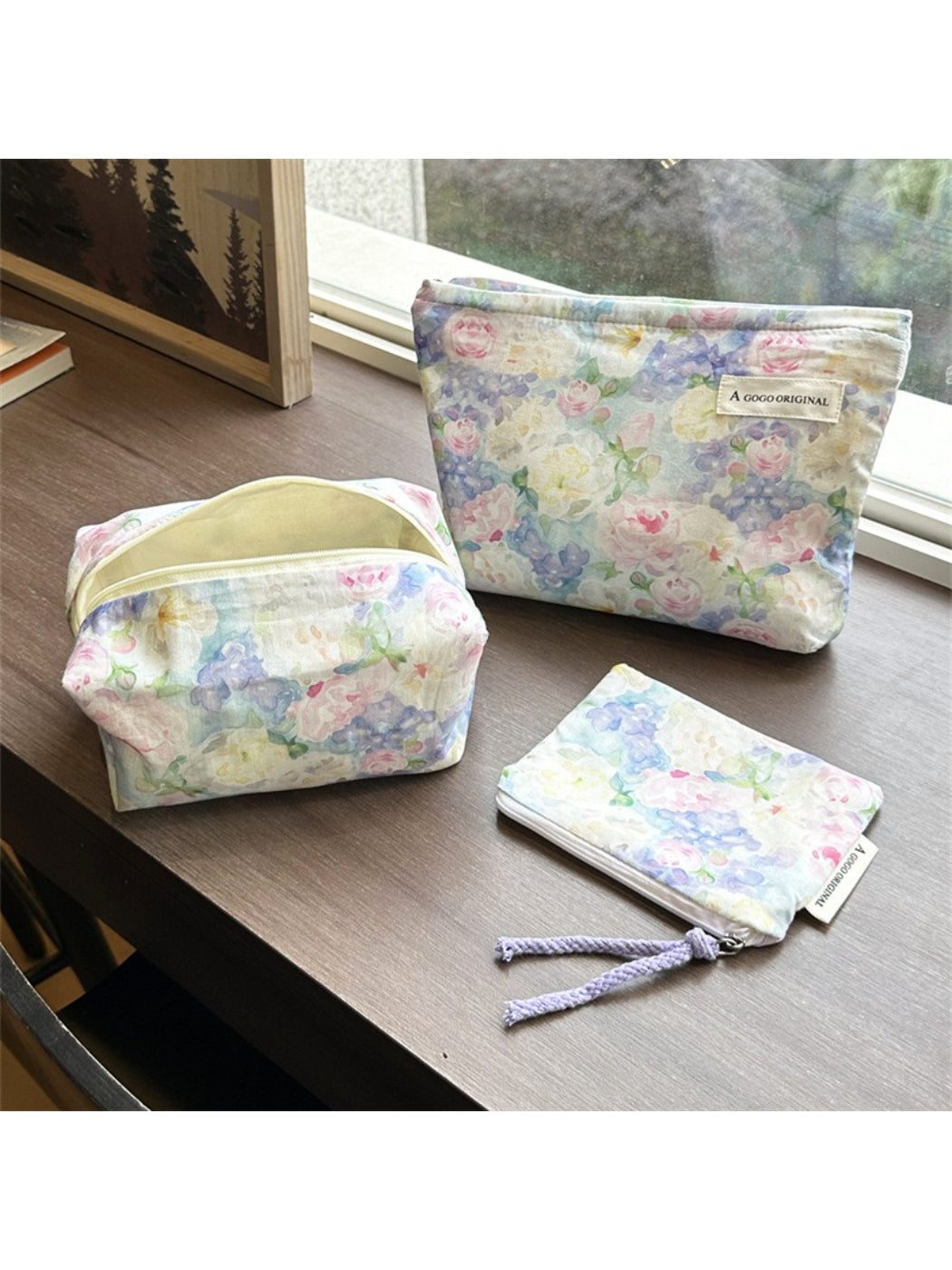 Cosbai Watercolor Floral Cosmetic Bag product image