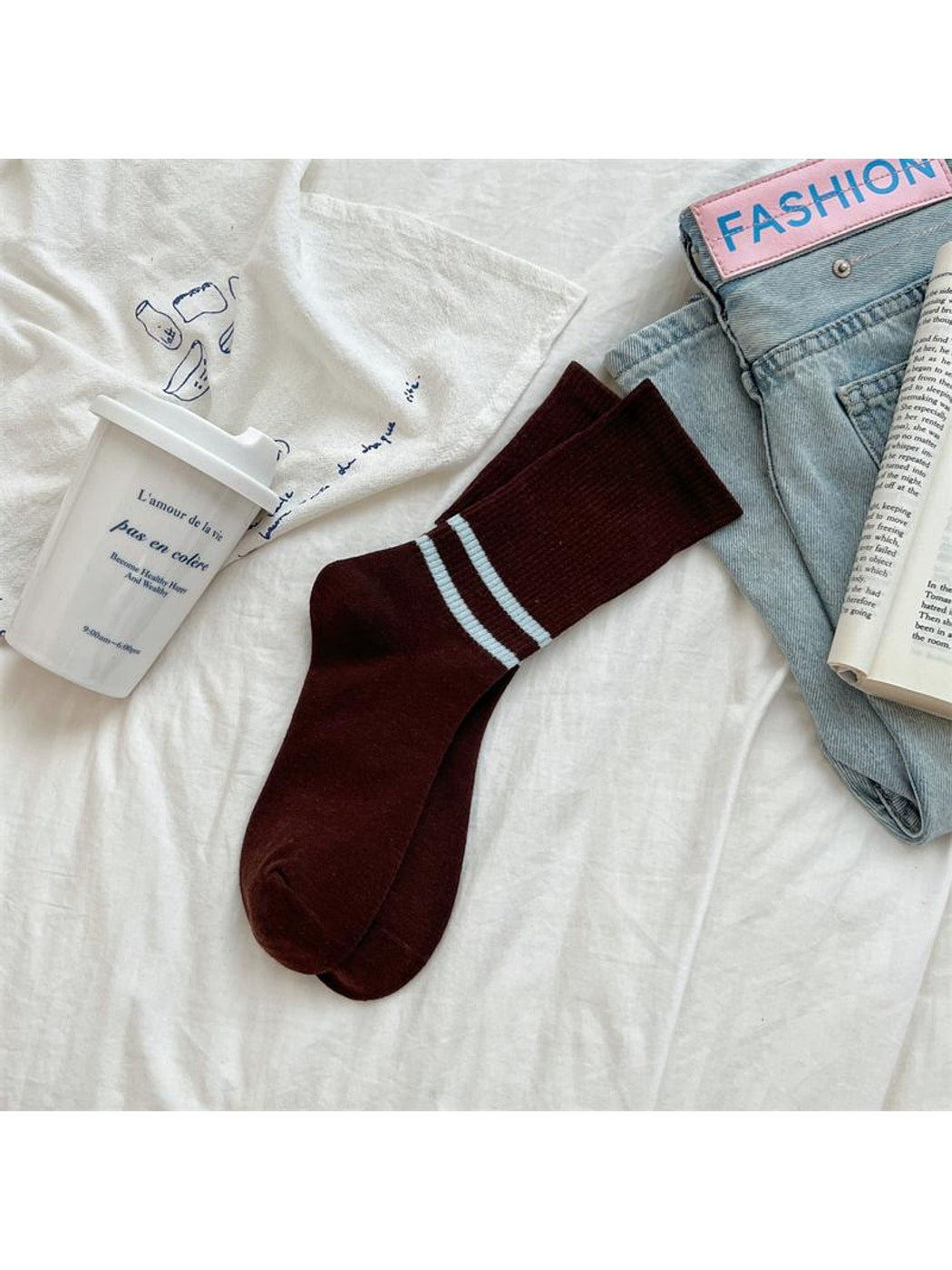 Rufia - Retro Muted Ribbed Crew Socks