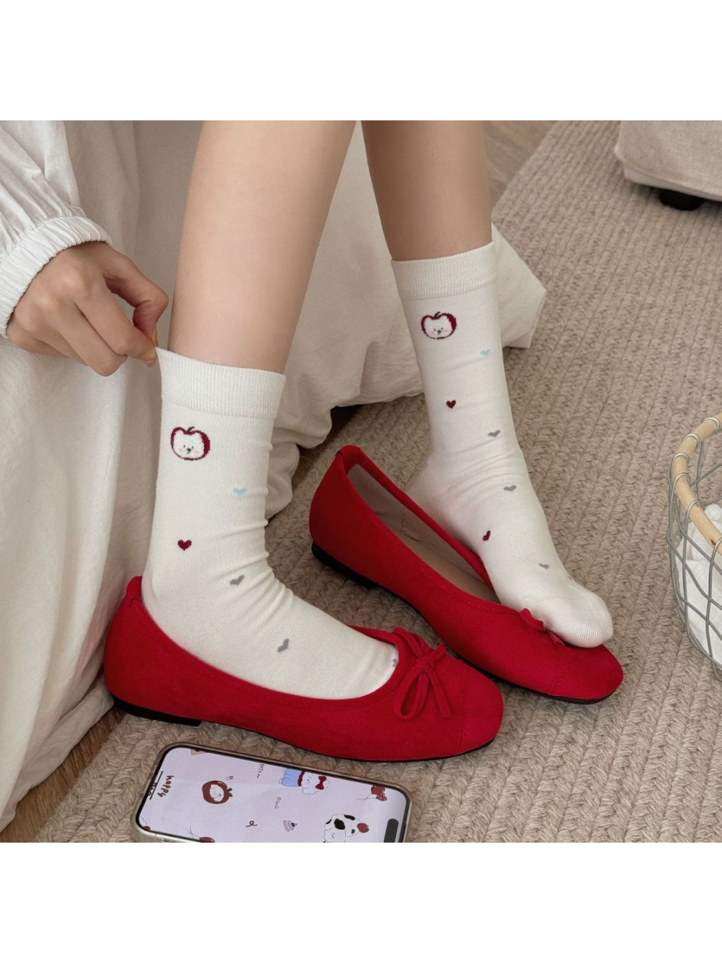 Rufia Dog Embroidered Mid Calf Socks color options