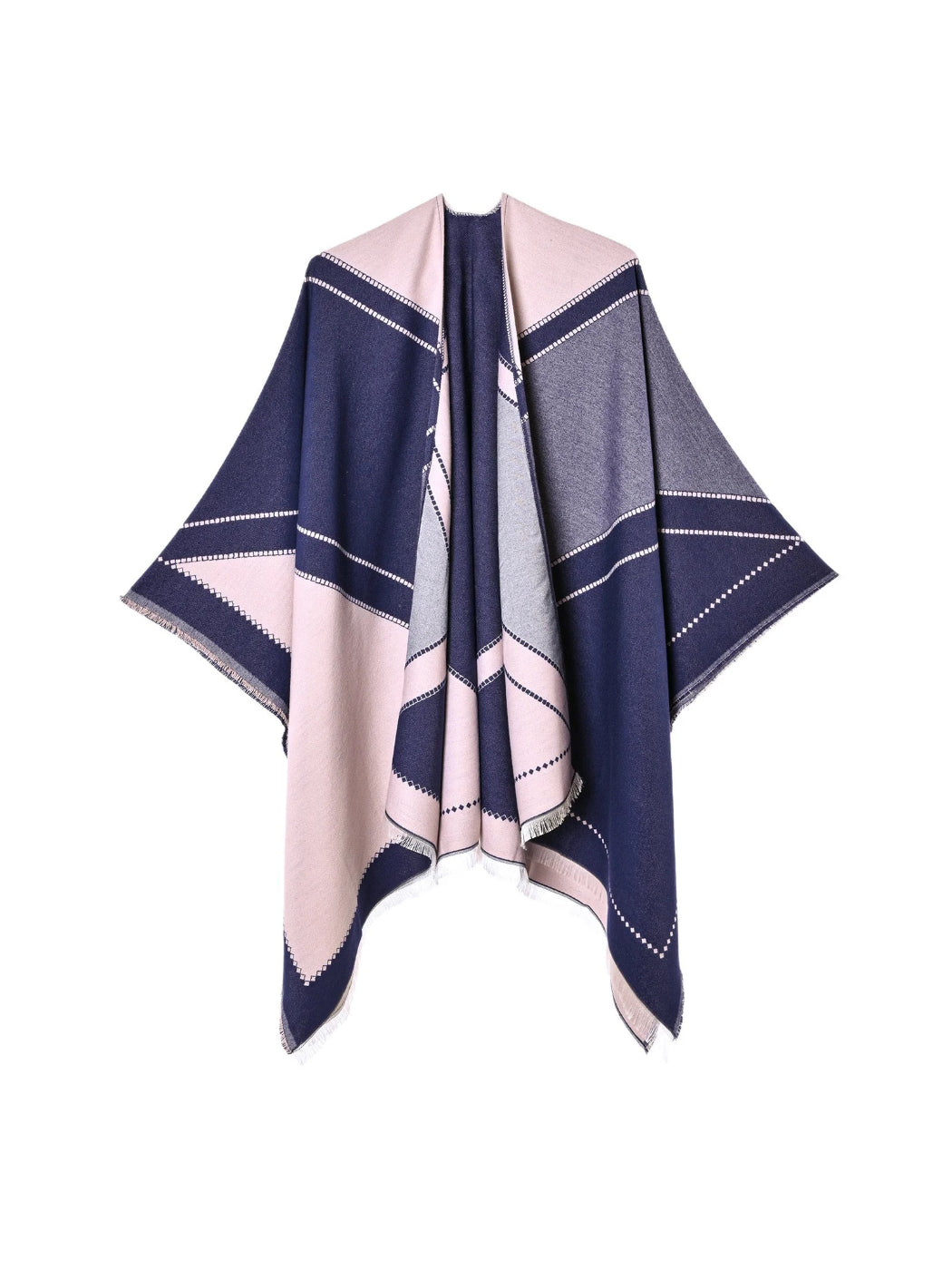 Scarvii - Oversized Color Block Knit Wrap