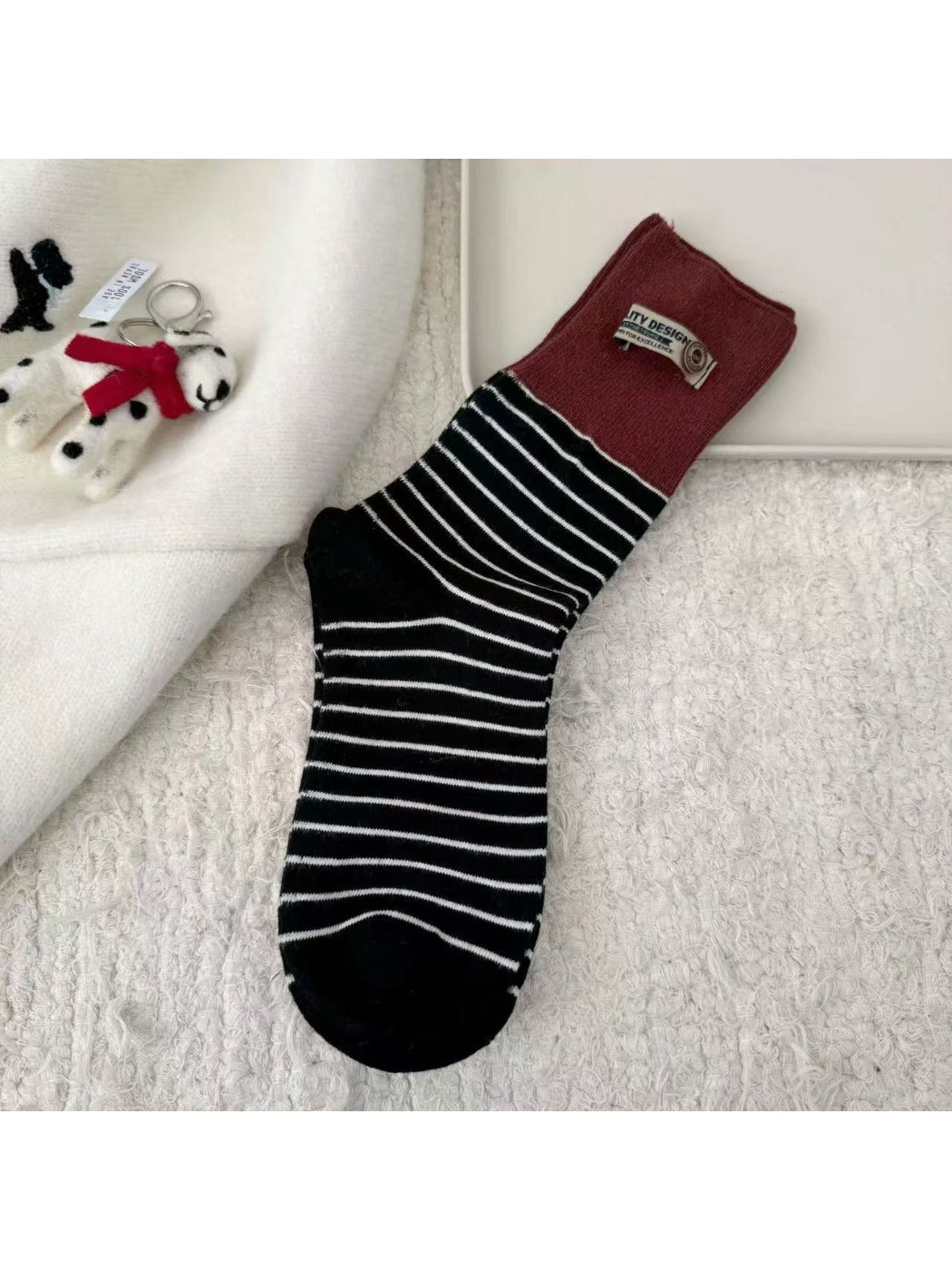 Rufia - Urban Casual Tag Stripe Crew Socks
