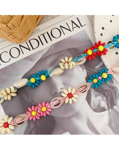 Side view of Beco floral shell shaped rope waist belt highlighting rope texture