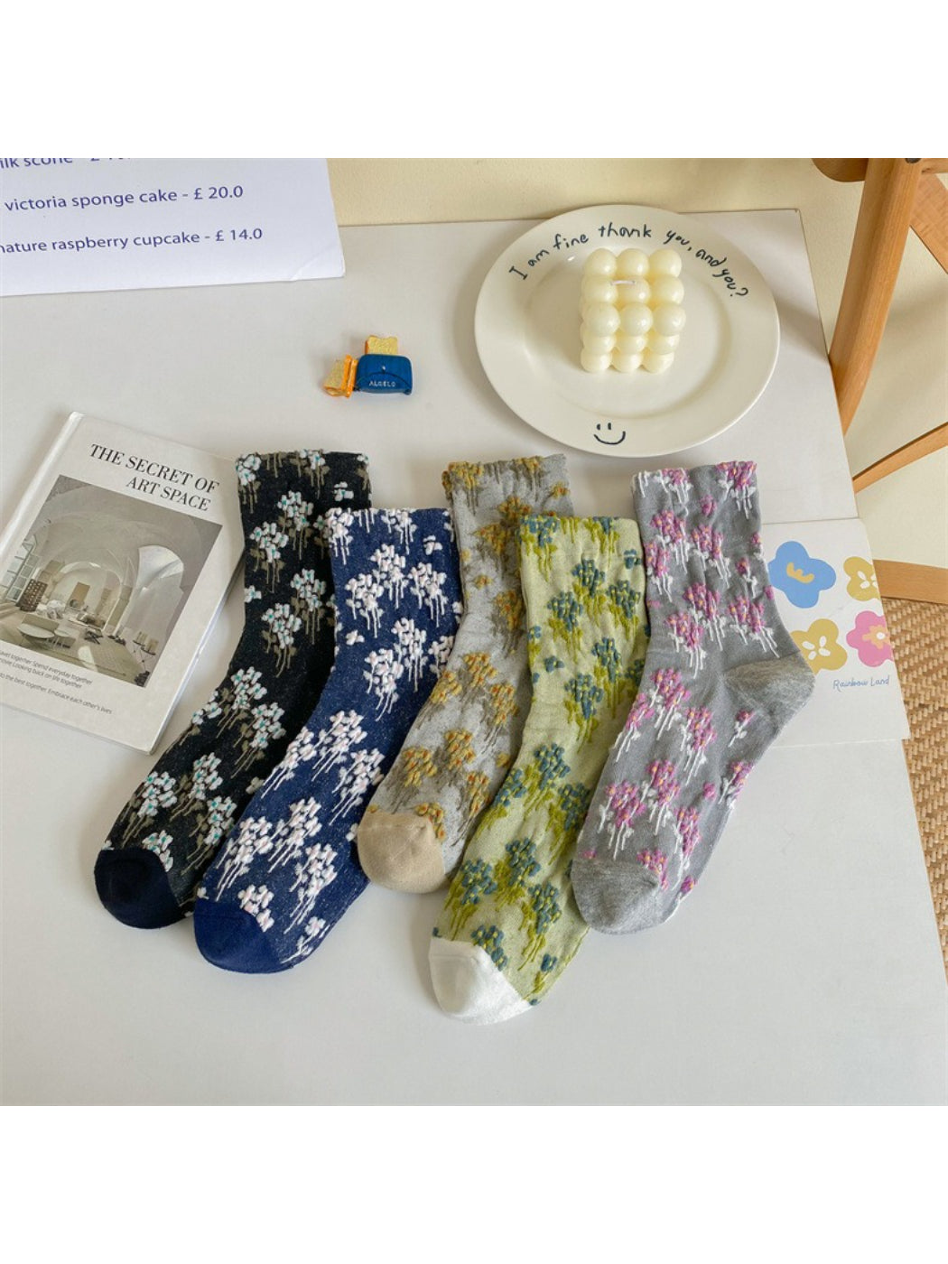 Rufia Bloom Cluster Jacquard Crew Socks first product image