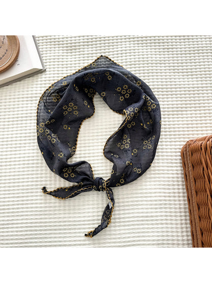 Scarvii - Daisy Print Gold Edge Scarf