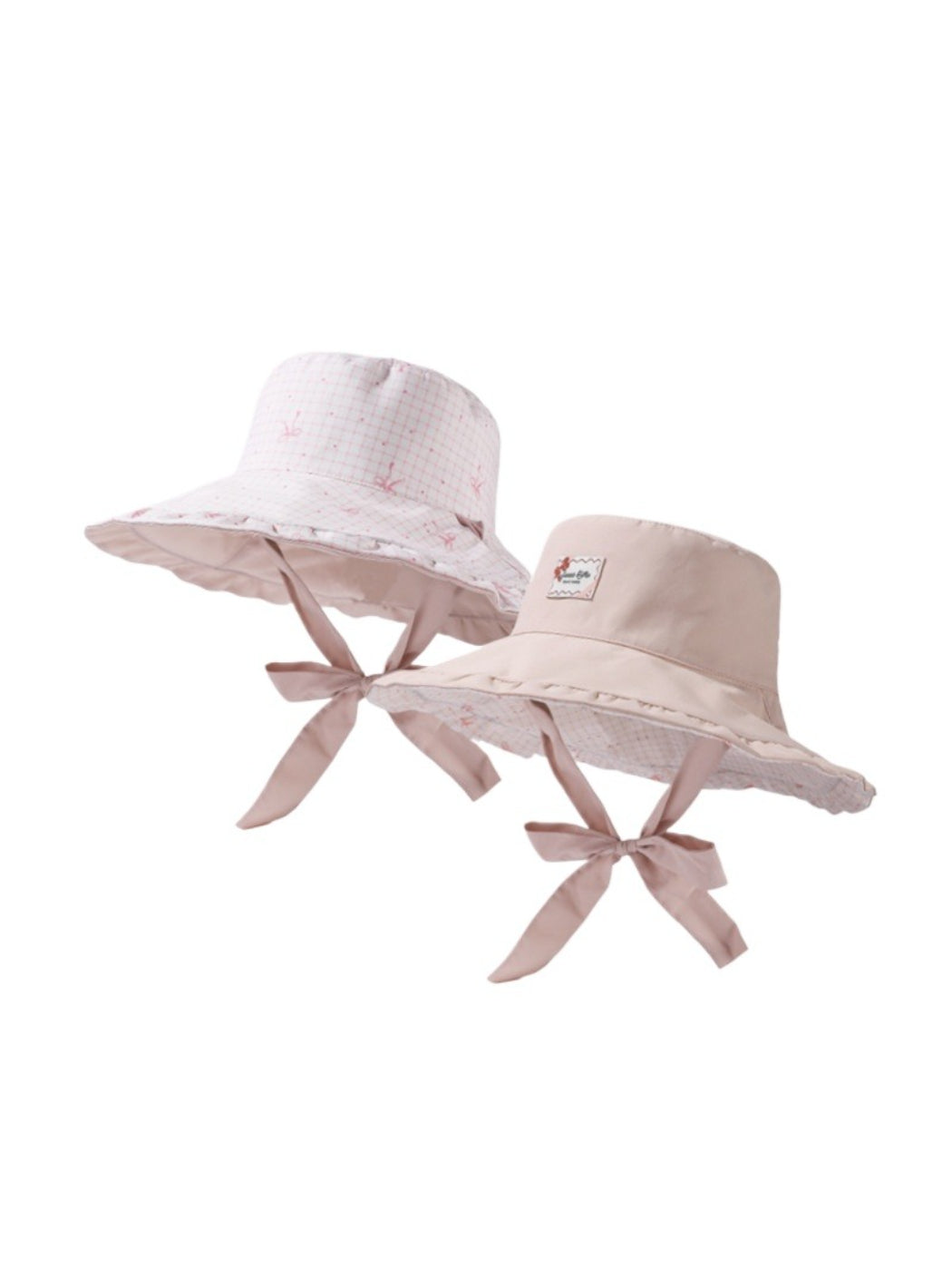 Side view of Haila soft check bucket hat showing curved brim and check fabric