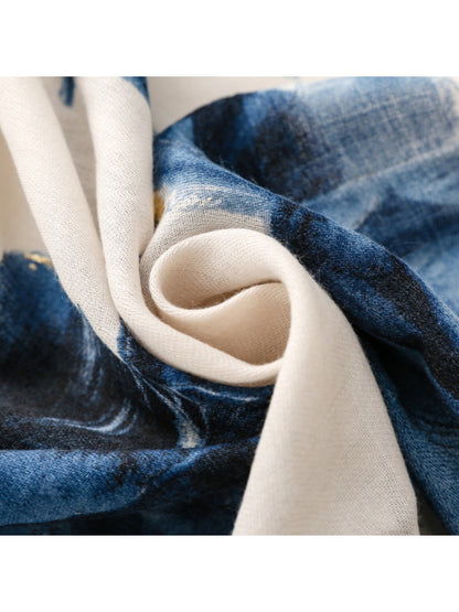 Scarvii - Gold Foil Scarf & Shawl with Lotus Pattern