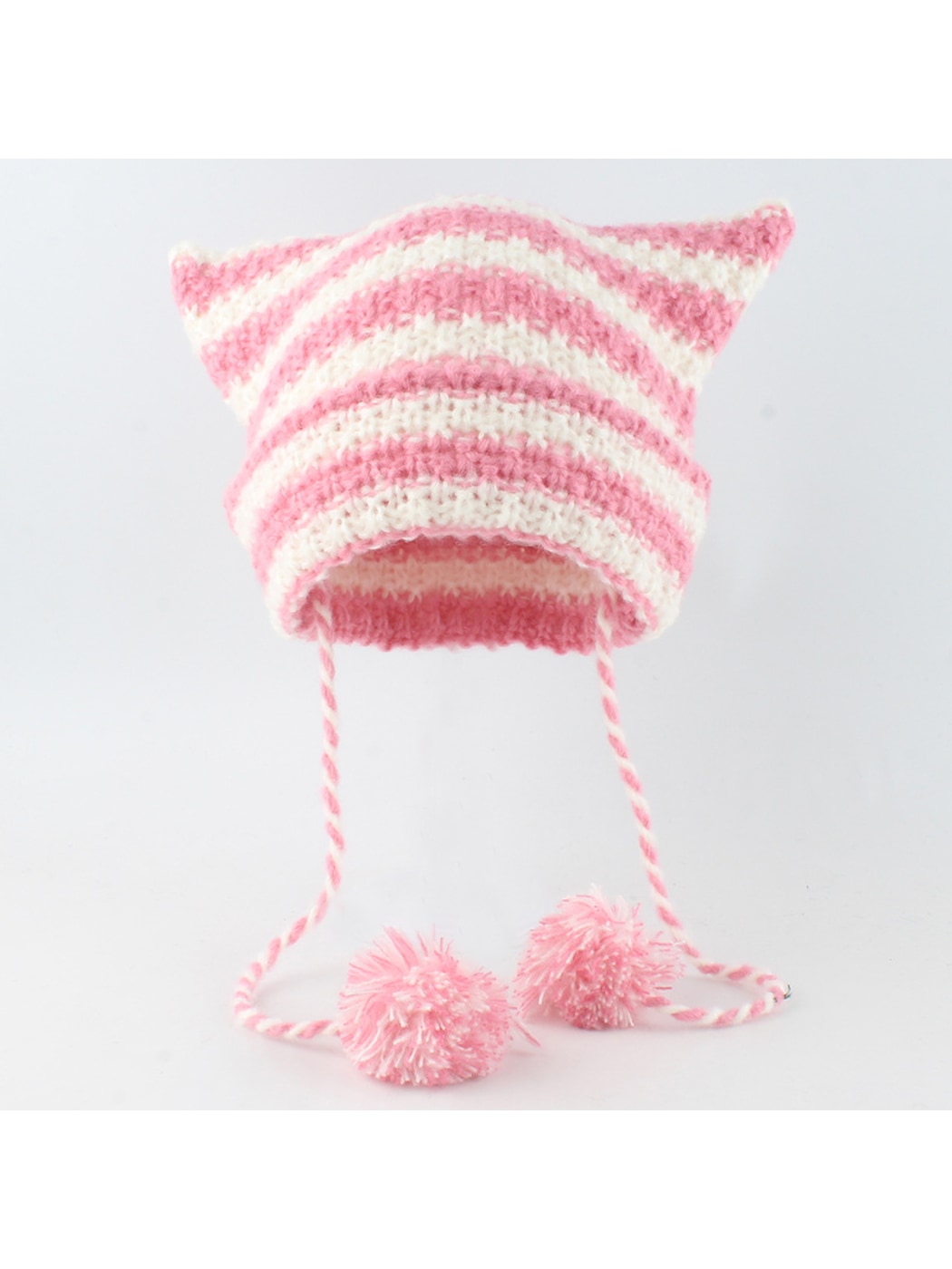 Haila - Striped Cat Ear Shape Knit Beanie