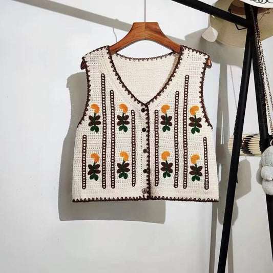 Crosa - Floral Hollow Knit Vest