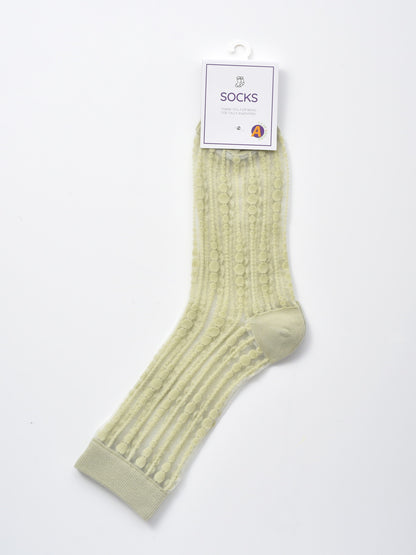 Rufia - Polka Dot & Striped Sheer Crew Socks
