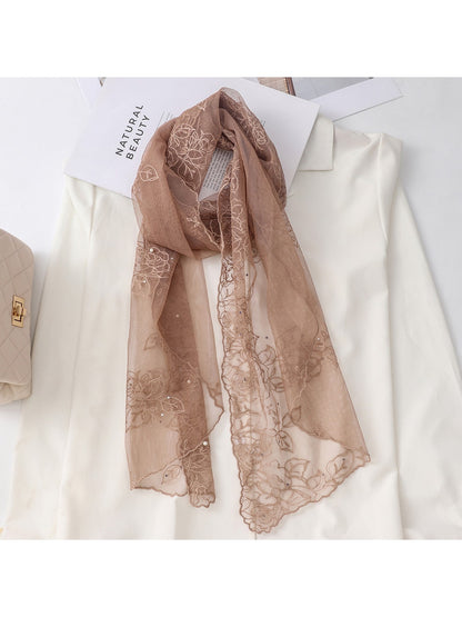 Scarvii - Elegant Lace Detail Long Scarf