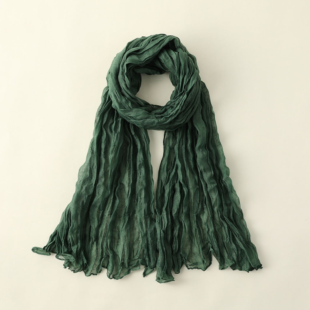 Scarvii - Solid Color Lightweight Ruched Scarf