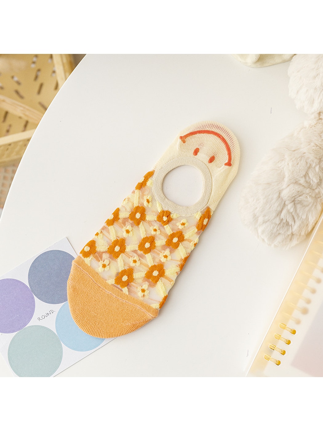 Rufia - Smiley Face Candy-colored No-Show Socks