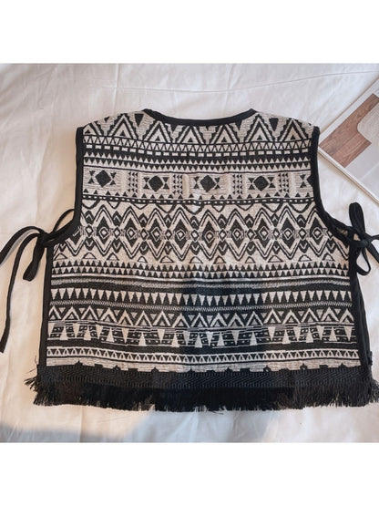 Crosa Bohemian Vest for Free-Spirited Style color options including Brown, Green, Tulip