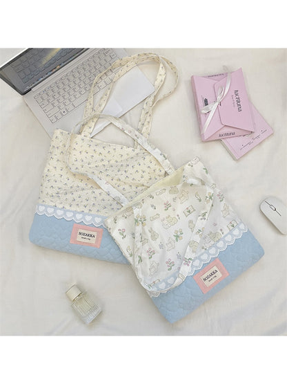Cosbai - Floral Print Tote Shoulder Bag